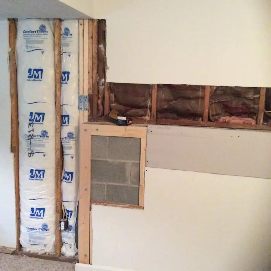 Wall insulation replacement during Basement Flood Cleanup in Big Flats